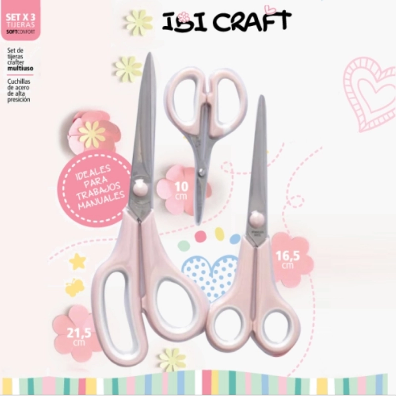 SET TIJERAS 21.5/16.5/10cm. P/MANUAL.IBI CRAFT