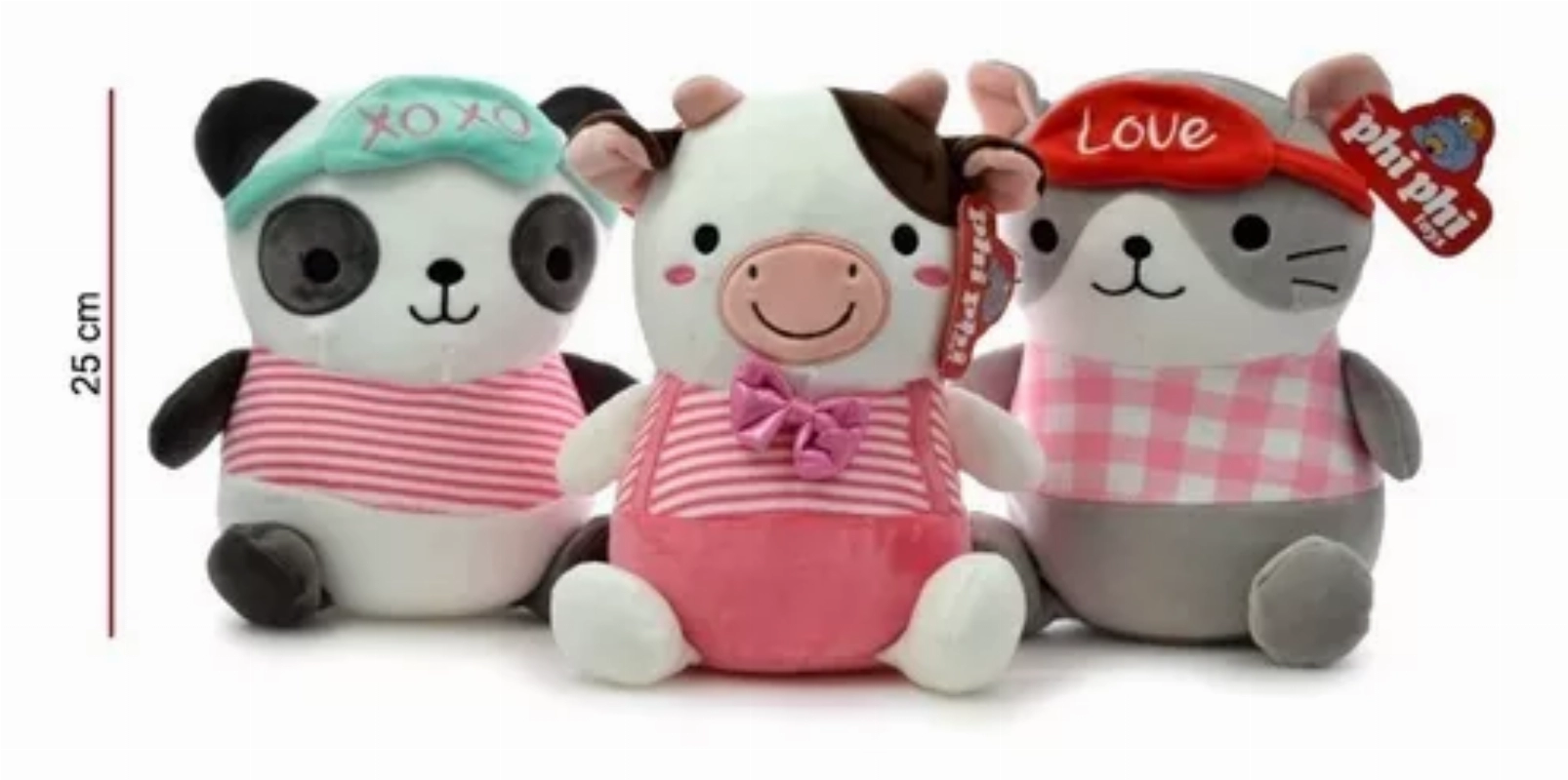 PELUCHE VACA-PANDA-GATO 25cm. PHI PHI