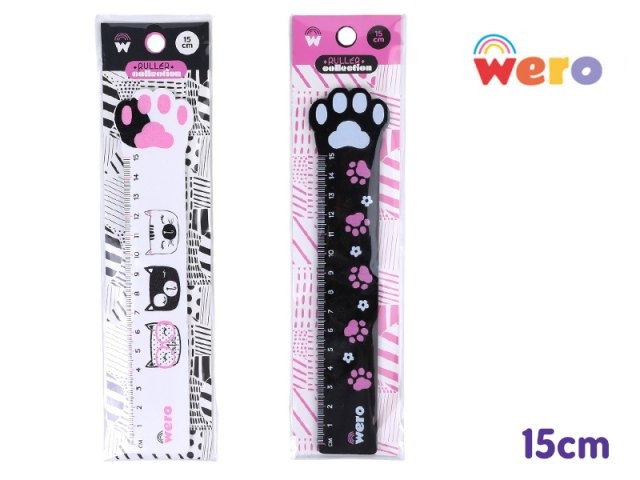 REGLA 15cm. MADERA PAW-BLACK & WHITE