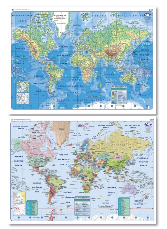 MAPA MURAL 95x130 d/faz PLANISFERIO fco/pol.