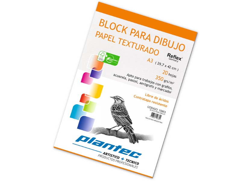 BLOCK 35x50 DIB.350gr.20hj. PEGADO.TEXT.PLANTEC