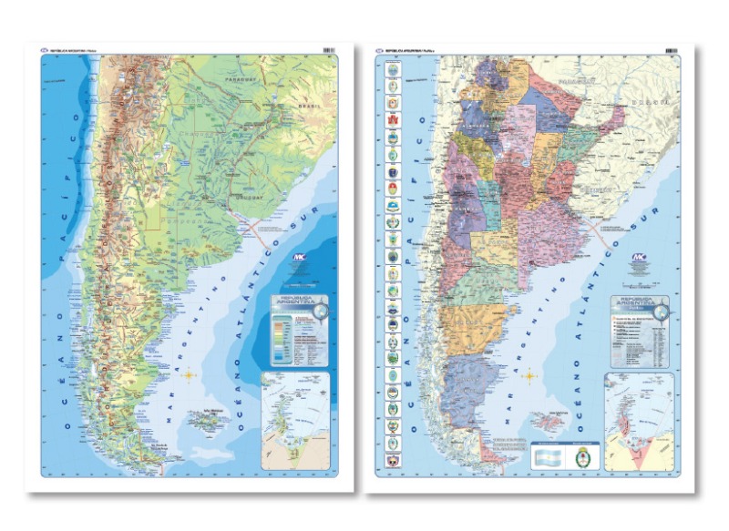 MAPA MURAL  95x130 d/faz ARGENTINA fco/pol.