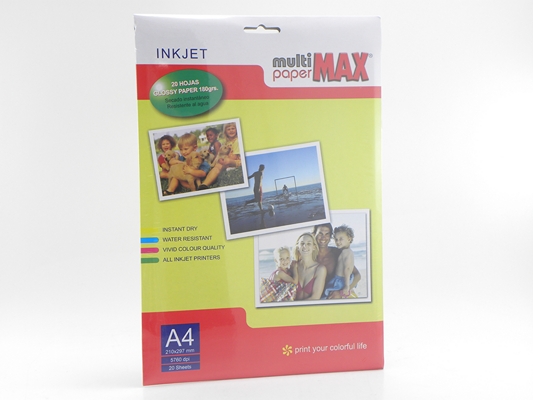 PAPEL GLOSSY IJ. A4 180grs.x20hjs.MULTIP.