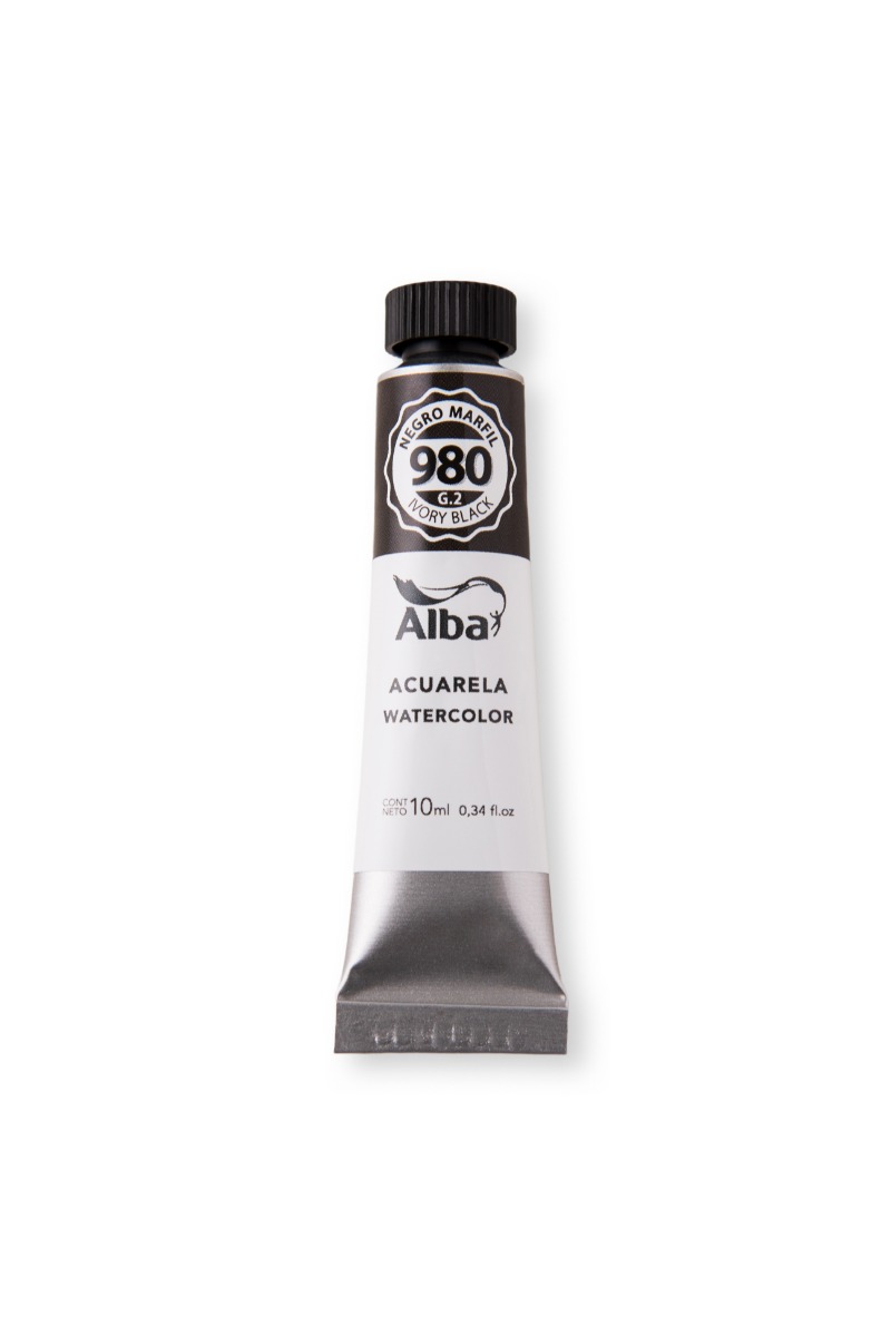 ACUARELA PROFESIONAL EN POMO x10cc. NEGRO MARFIL ALBA