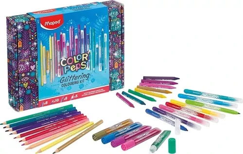 KIT  DE COLOREO GLITTERING 33 PIEZAS MAPED