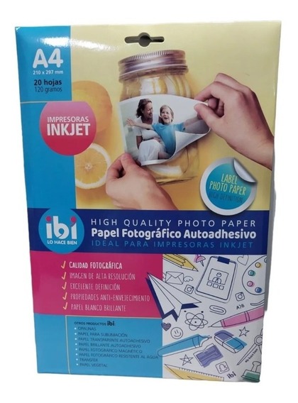 PAPEL GLOSSY IJ. A4 125grs.x20hjs.AUTOADH IBI