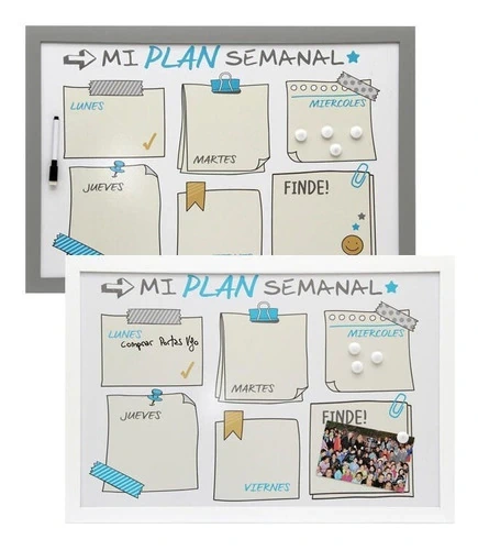 PIZARRA BCA.MAG. C/IMANES+MARC.PLAN SEMANAL