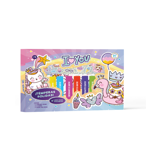 SET DE ARTE TEMPERA SOLIDA I LOVE YOU