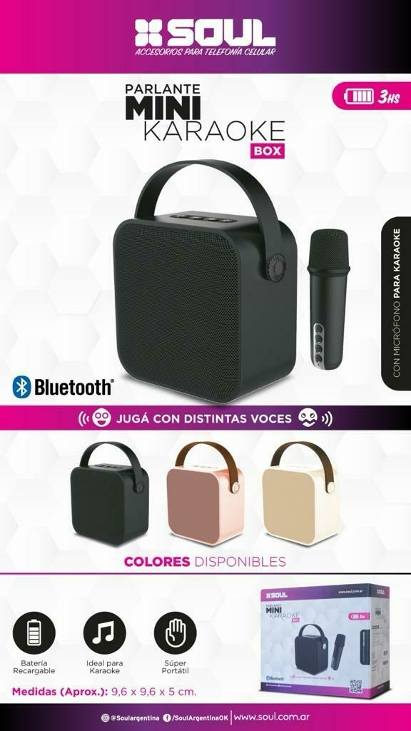 PARLANTE MINI KARAOKE C/1 MICR. NEGRO BLUETOO SOUL