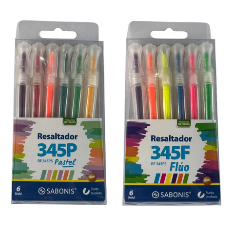 RESALTADOR FLUO FINO x6u. 345F SABONIS 