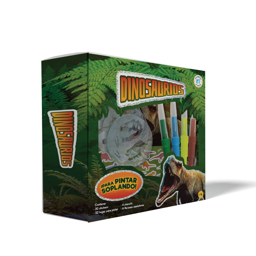 SET DE ARTE SOPLADORES SPRAY DINOSAURIOS